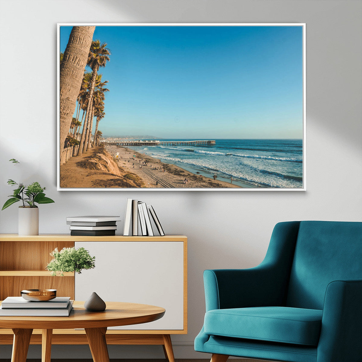 Scenic Beach Wall Art Canvas Print – Tall Palm Trees, Sandy