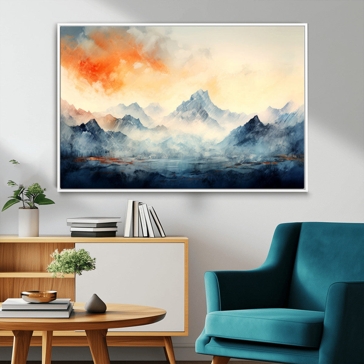 Warm Clouds Abstract Mountain Wall Art Canvas Print