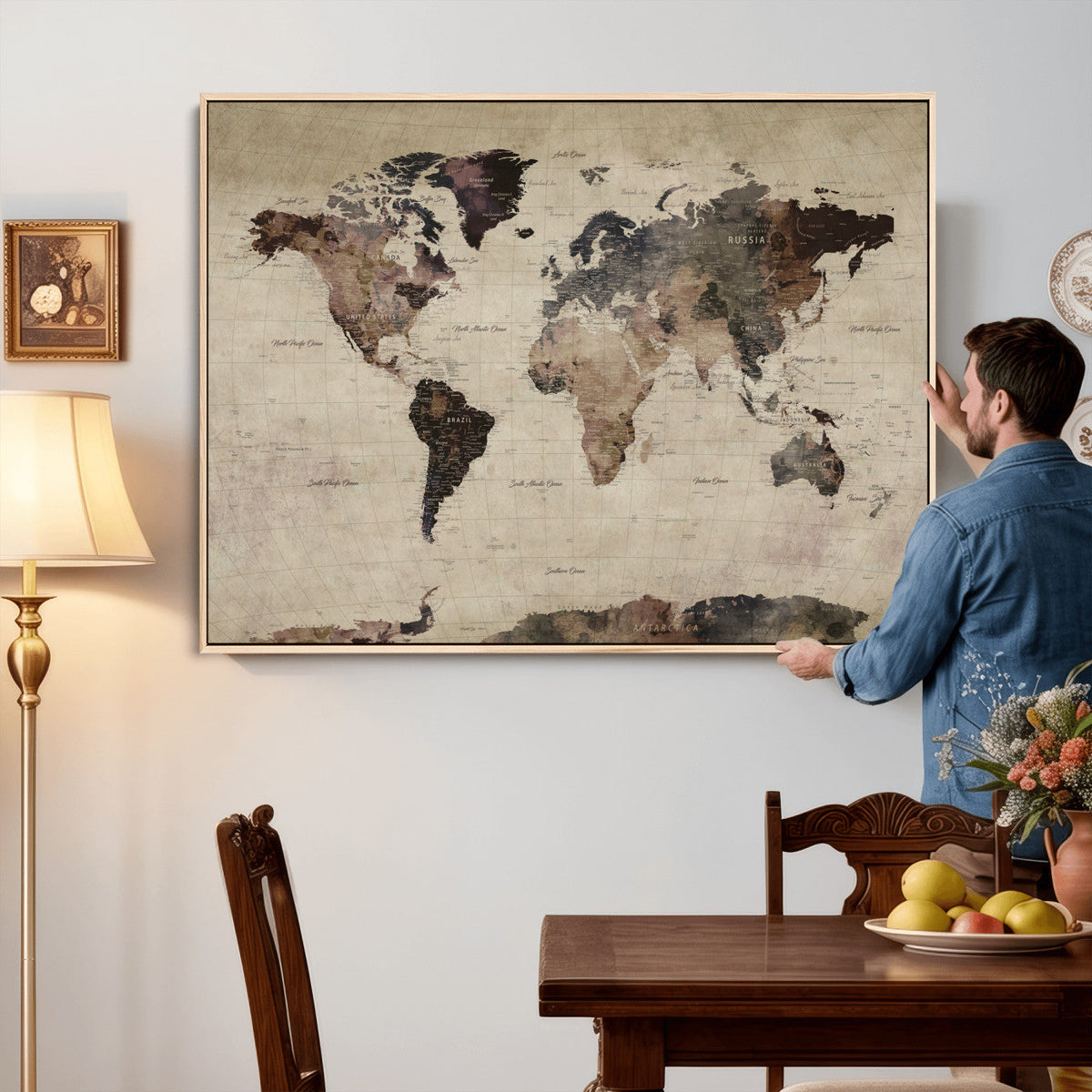 World Map Canvas Print – Detailed Map of the World Adventure