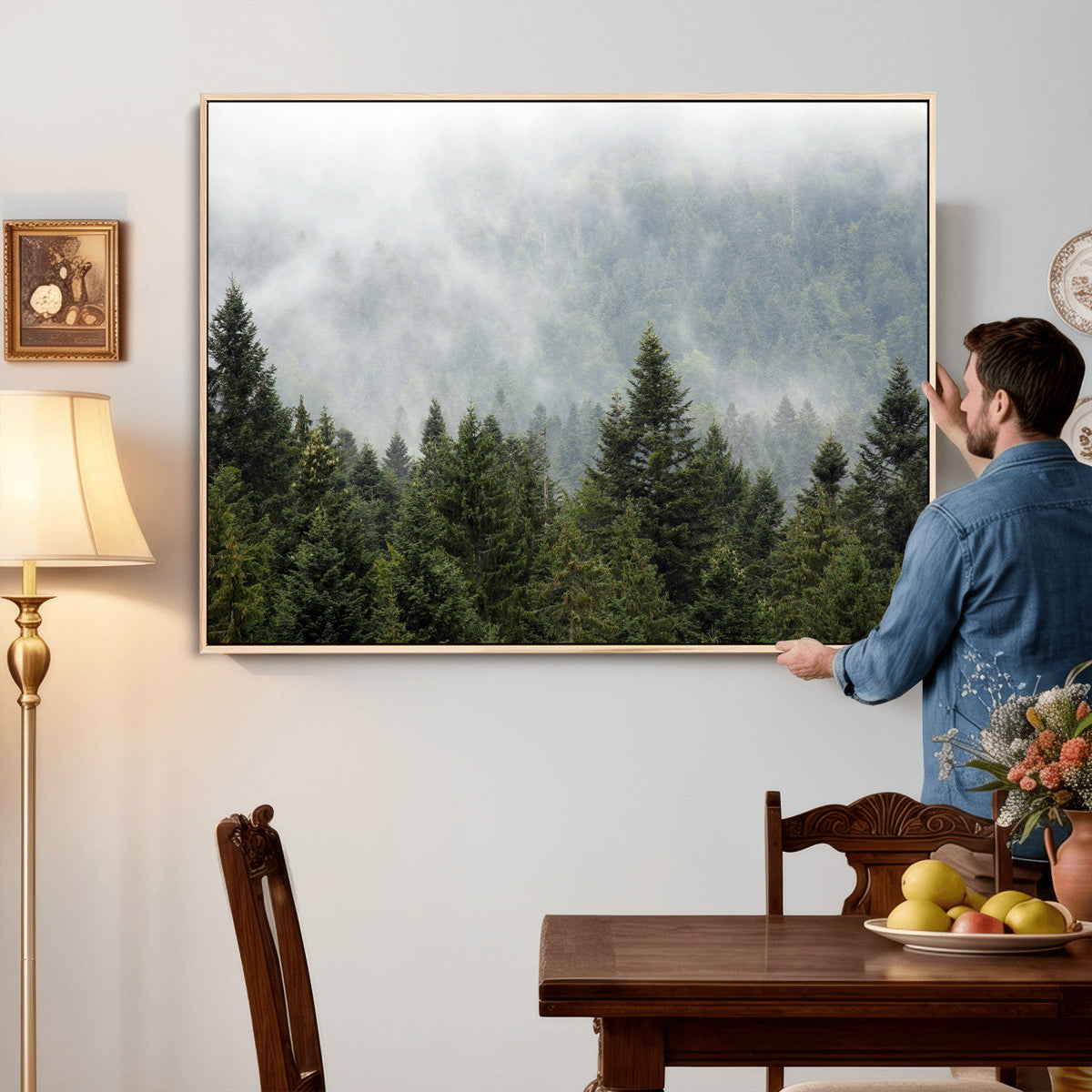 Misty Mountain Forest Wall Art Canvas Print