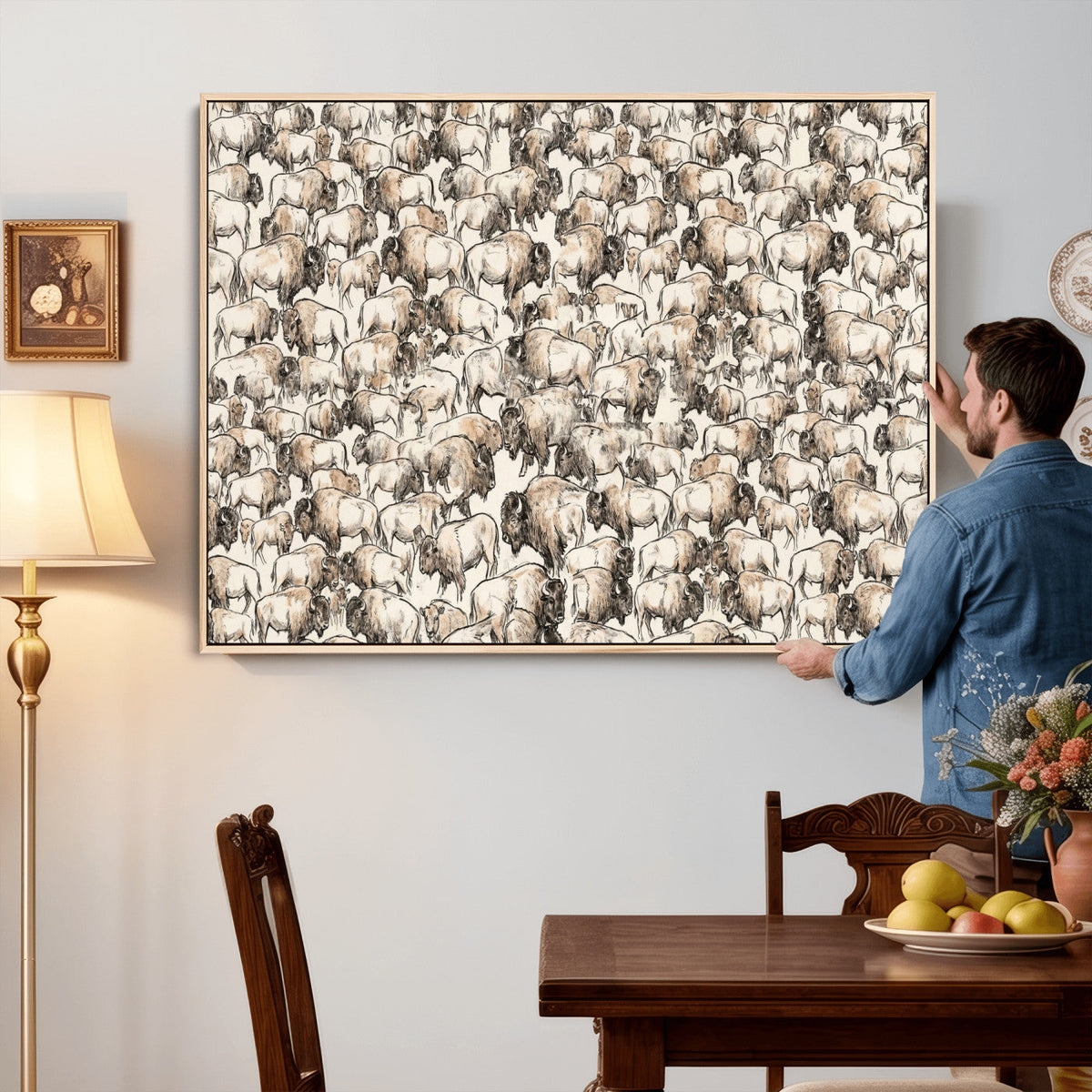 American Bison Canvas Print - Abstract Buffalo Wall Art
