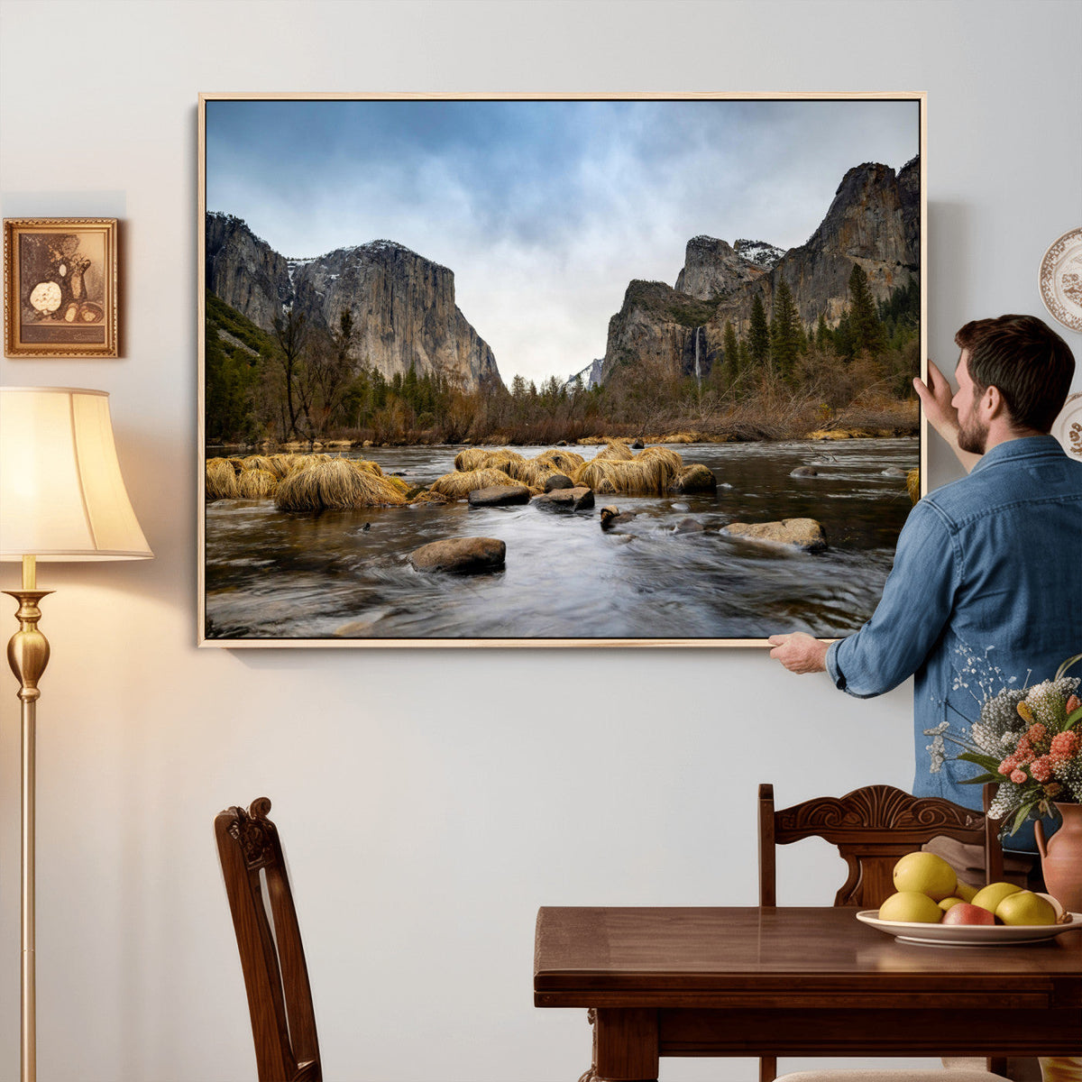 Yosemite Valley Mountain Landscape Wall Art Canvas Print,
