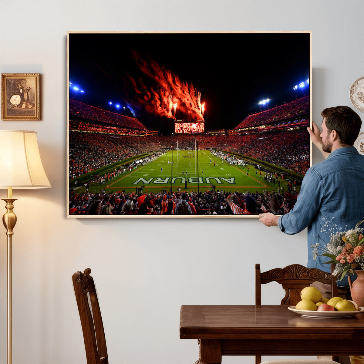 Auburn Stadium Wall Art Canvas Print, College Football Night