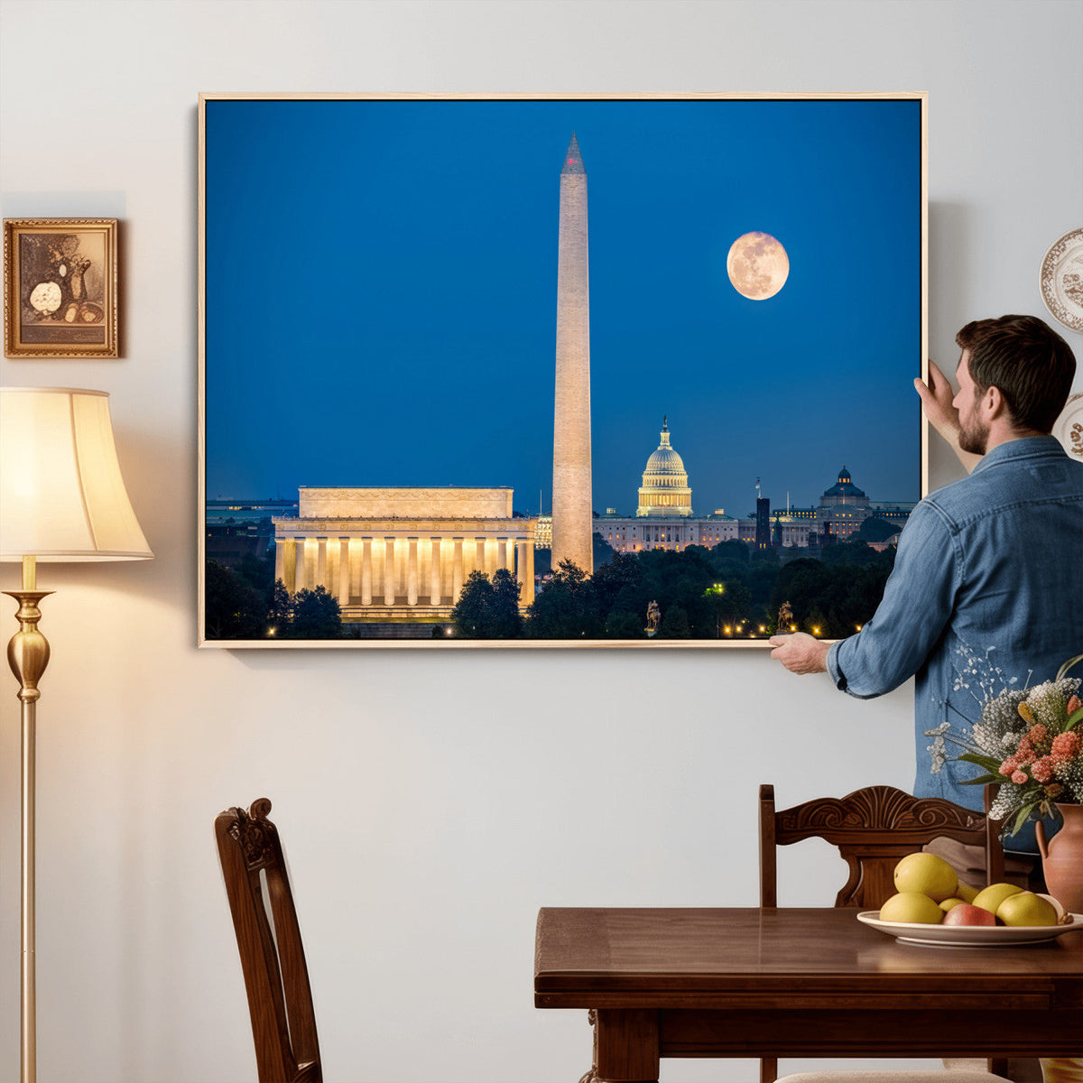 Washington DC Skyline Wall Art Canvas Print – Lincoln