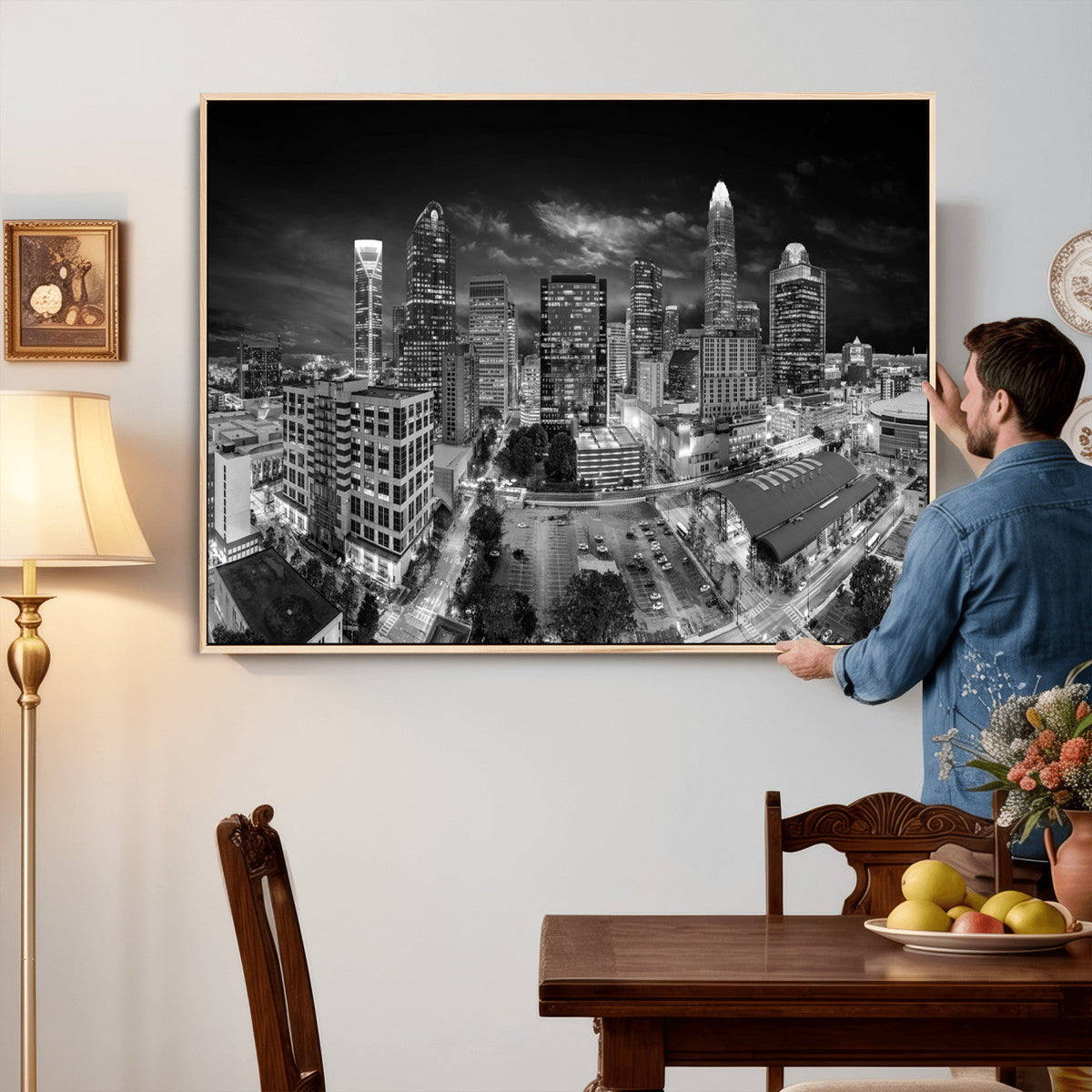 Charlotte Skyline Canvas Wall Art Print – North Carolina Cityscape Photography Print