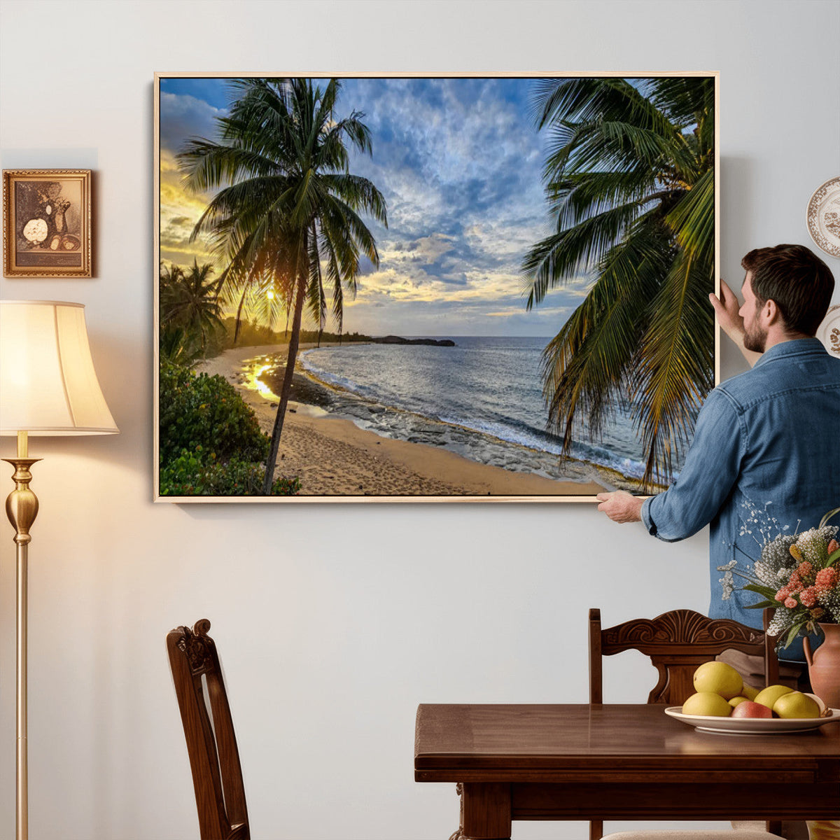 Mar Chiquita Beach Puerto Rico Canvas Wall Art, Manati Caribbean Coastal Photography Print, Tropical Ocean Sunset Decor