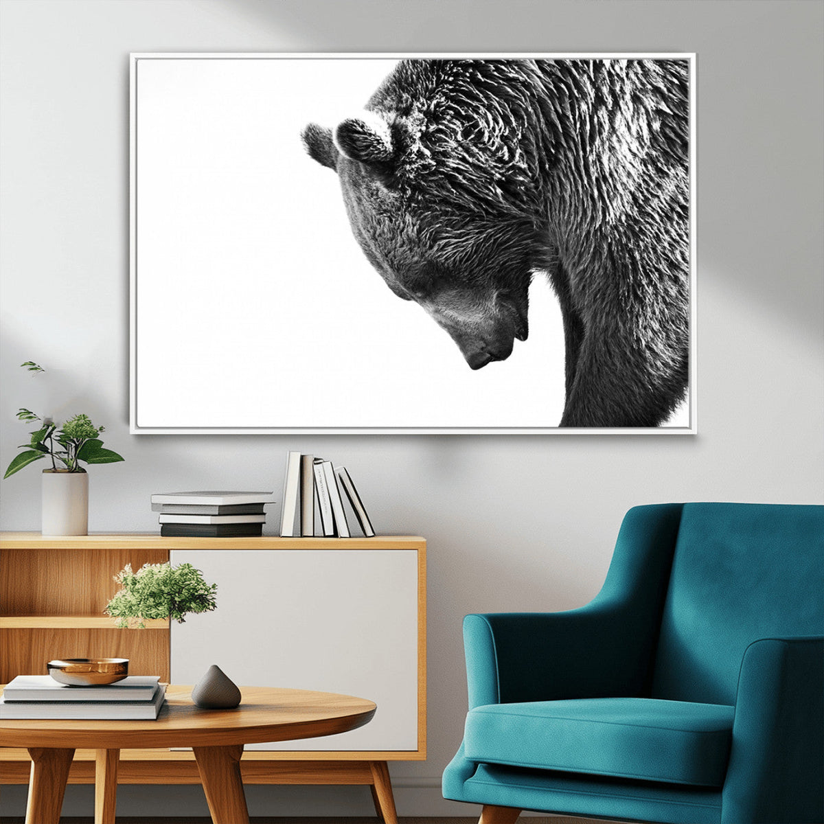 Black and White Grizzly 399 Bear Canvas Print Wall Art |