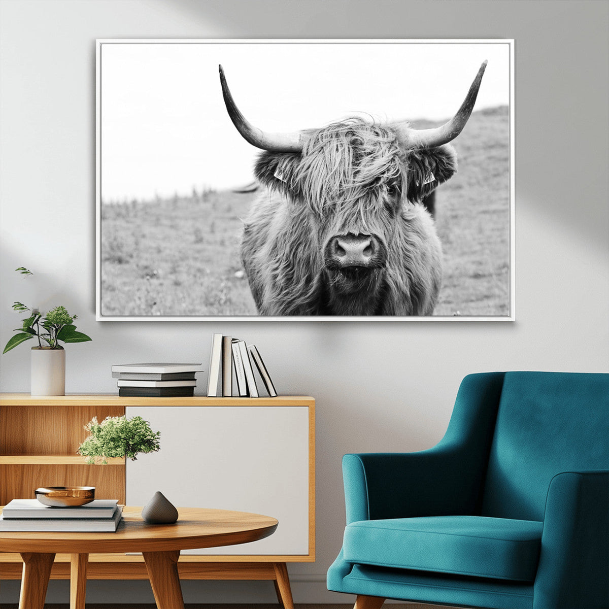 Newfoundland Cow Art Wall Art, Black White Cow Art Wall Art