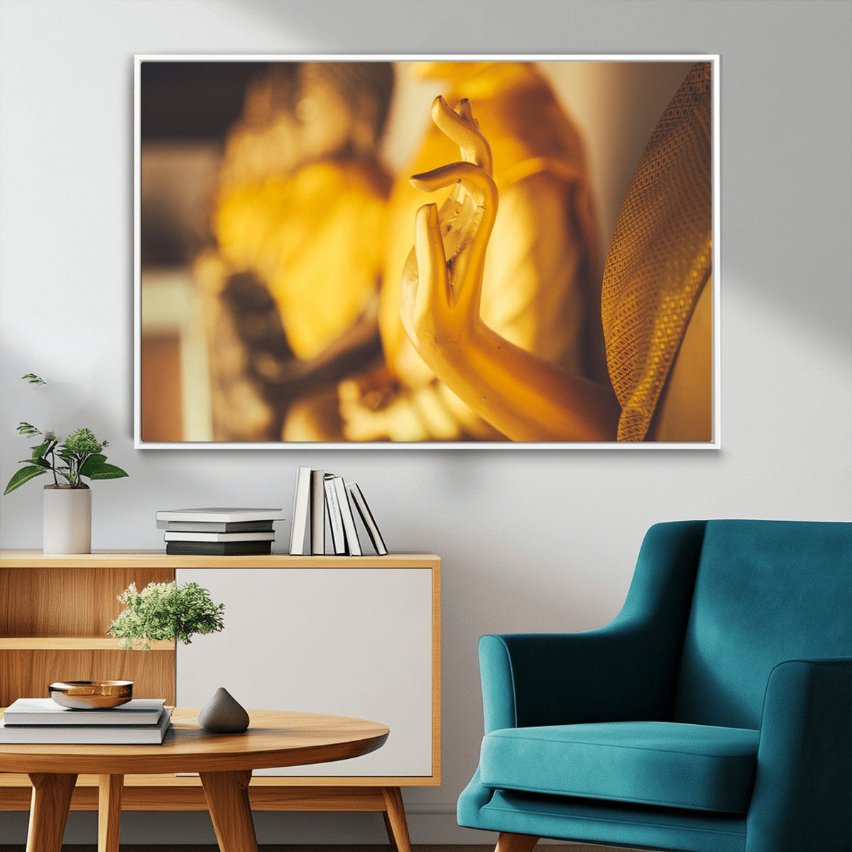 Gold Buddha Statue Hands Wall Art Canvas Print
