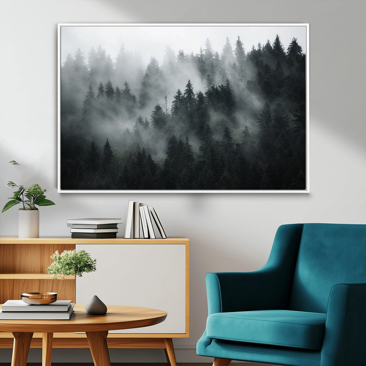 Foggy Forest Wall Art Canvas Print | 3 Panel Large Misty