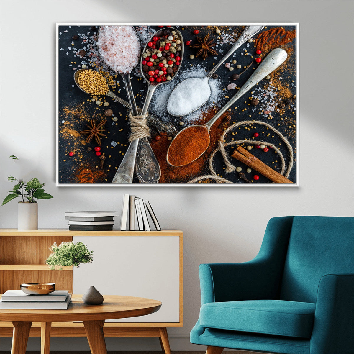 Spices and Seasonings Canvas Wall Art – Colorful Triptych
