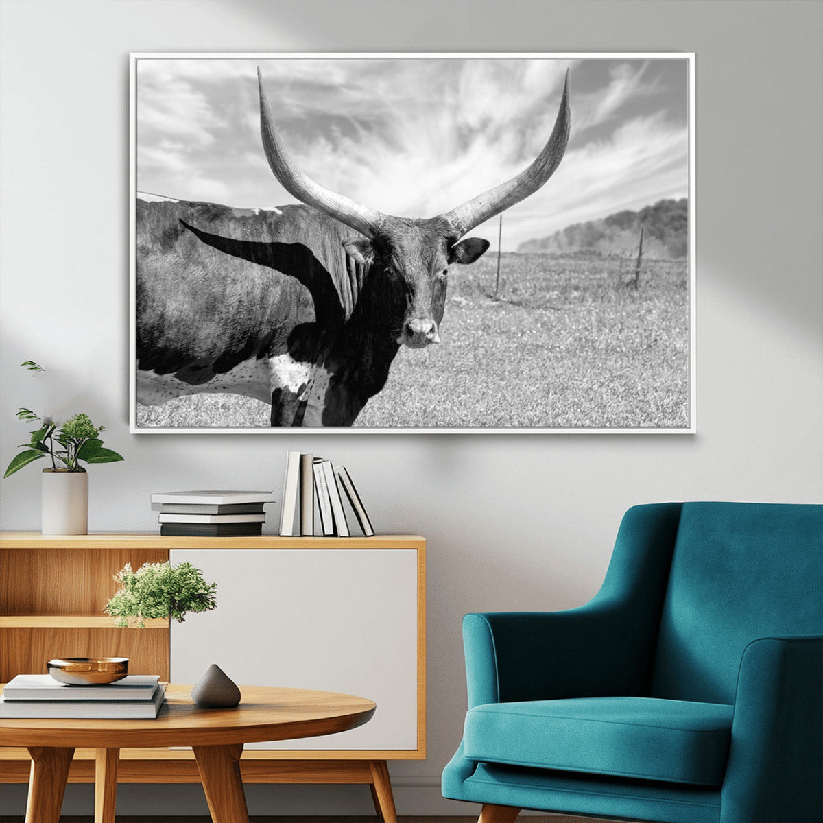 Cattle Wall Art Longhorn Cow Canvas Print