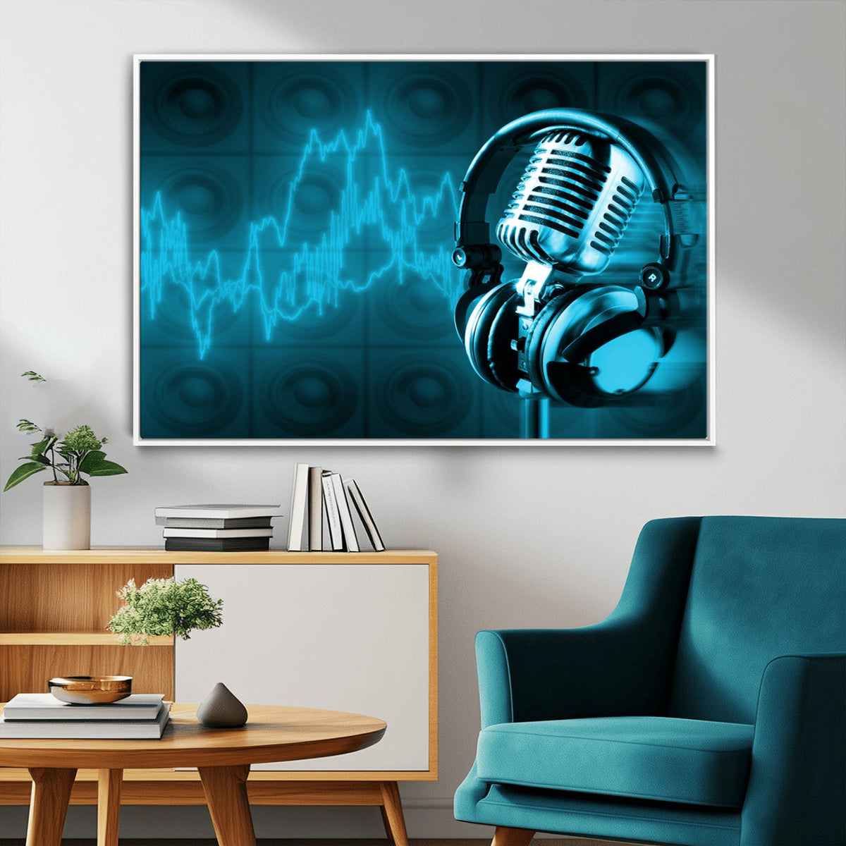 Music and Microphone Wall Art Canvas Print
