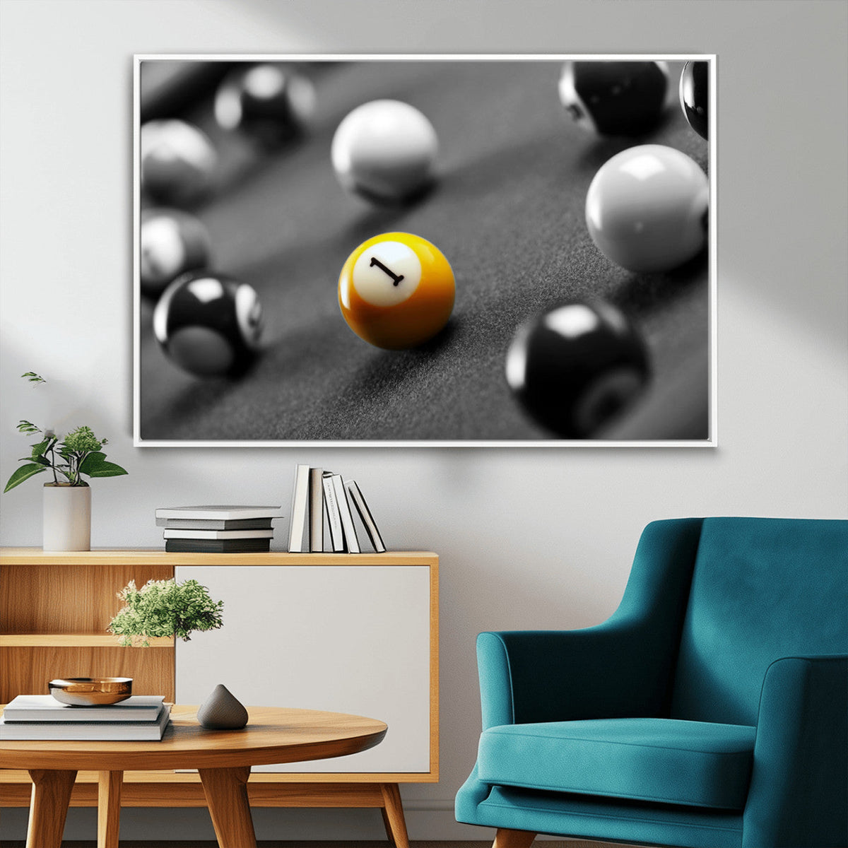 Wall Art Pool Table and Balls Canvas Print