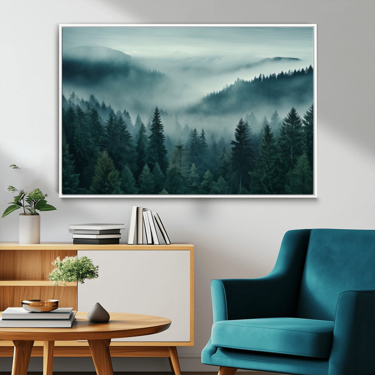 Captivating Misty Foggy Forest Wall Art Premium Canvas Print