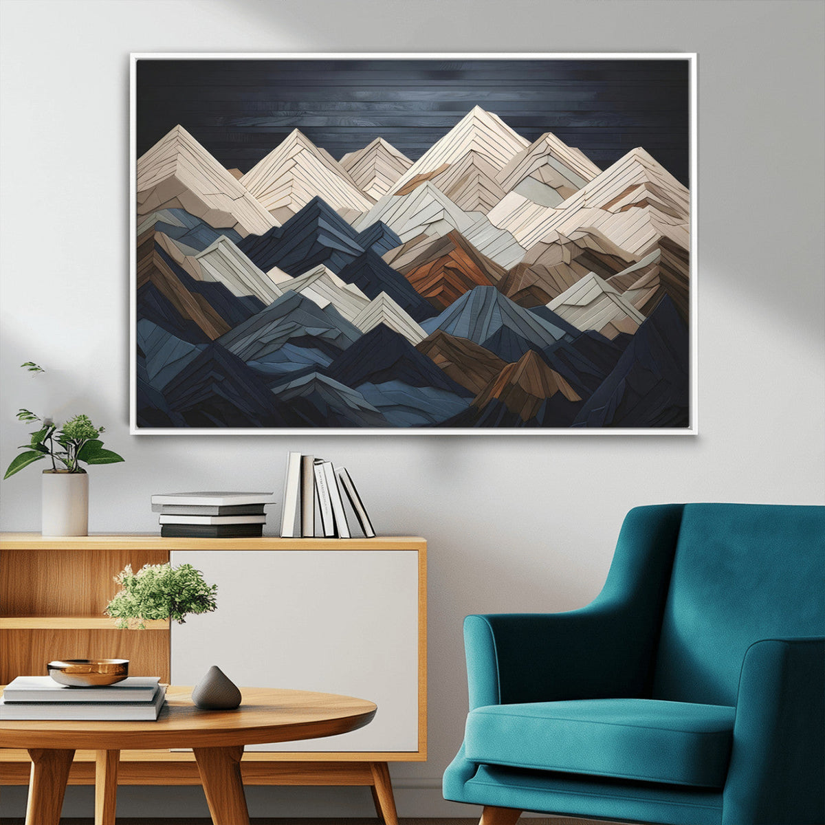 Mountain Wall Art – Modern Geometric Landscape Canvas Print,