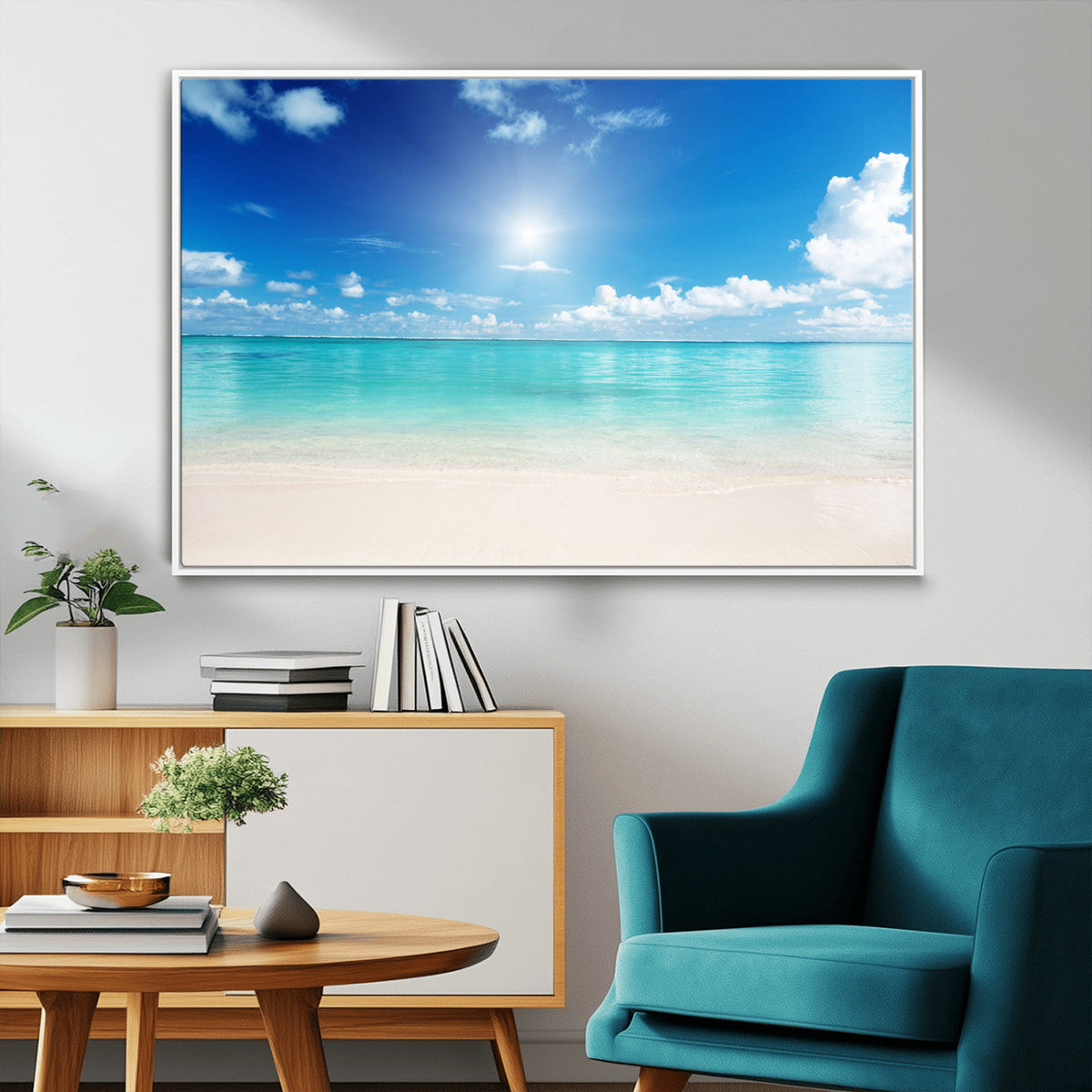 Blue Ocean Wall Art Canvas Print - Tranquil Ocean Paradise