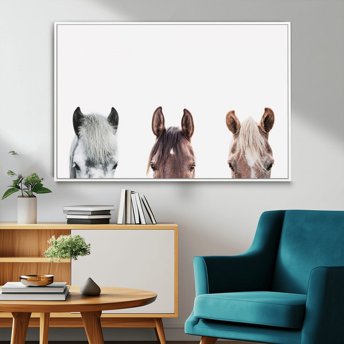 Horse Wall Art - Minimalist Horse Triptych Wall Art – Modern
