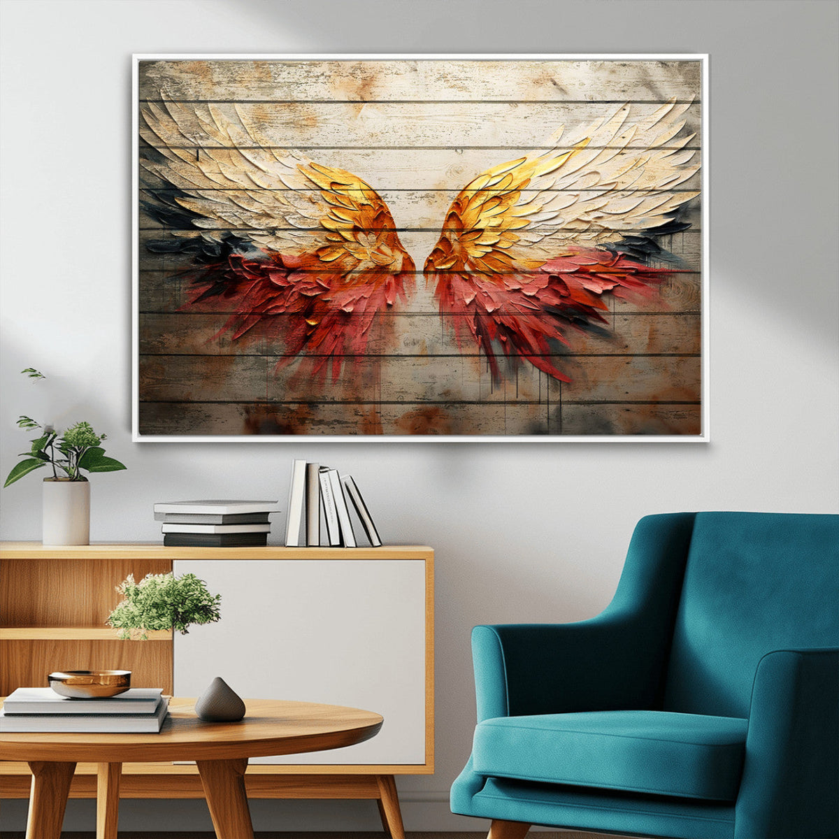 Abstract Angel Wings Canvas Wall Art – Framed and Ready to