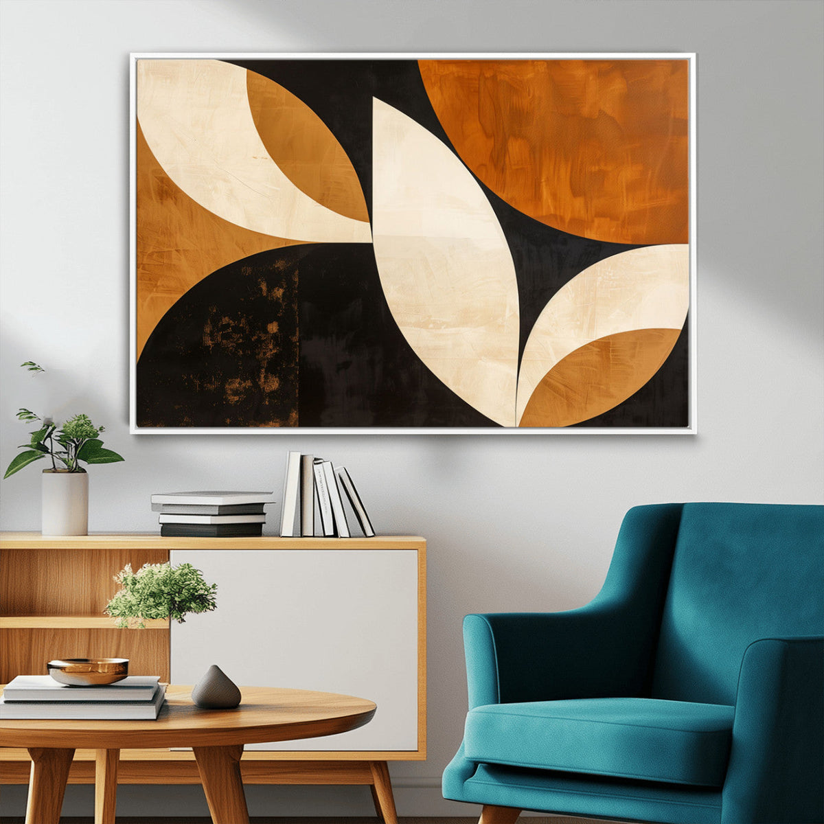 Geometric Abstract Wall Art Canvas Print, Mid Century Modern