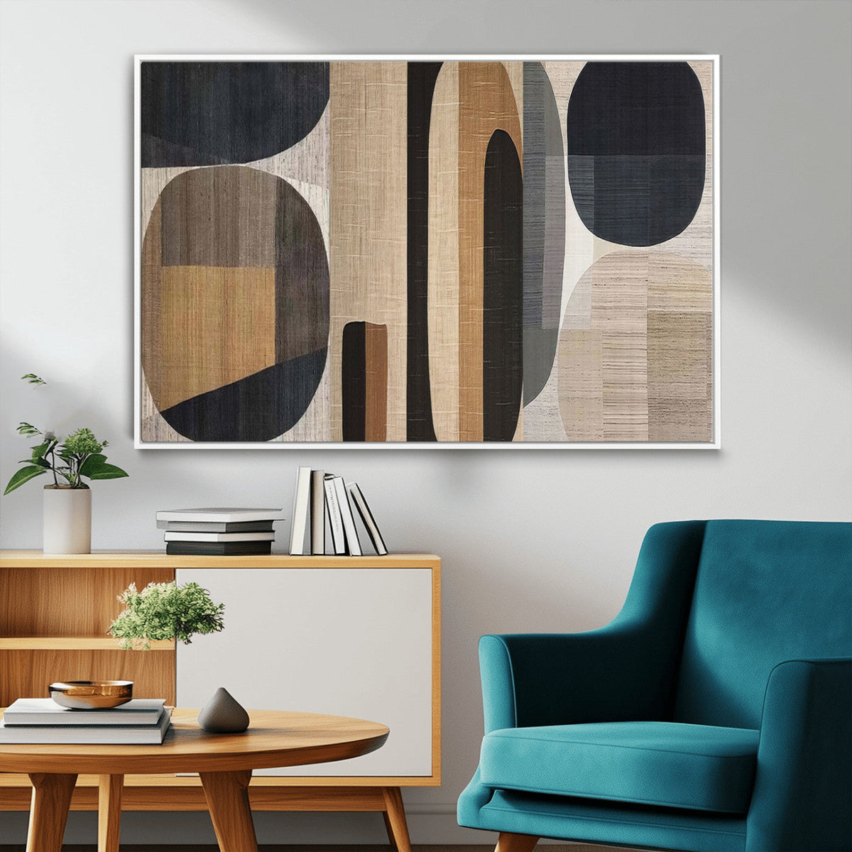 Abstract Minimalist Canvas Wall Art - Neutral Geometric