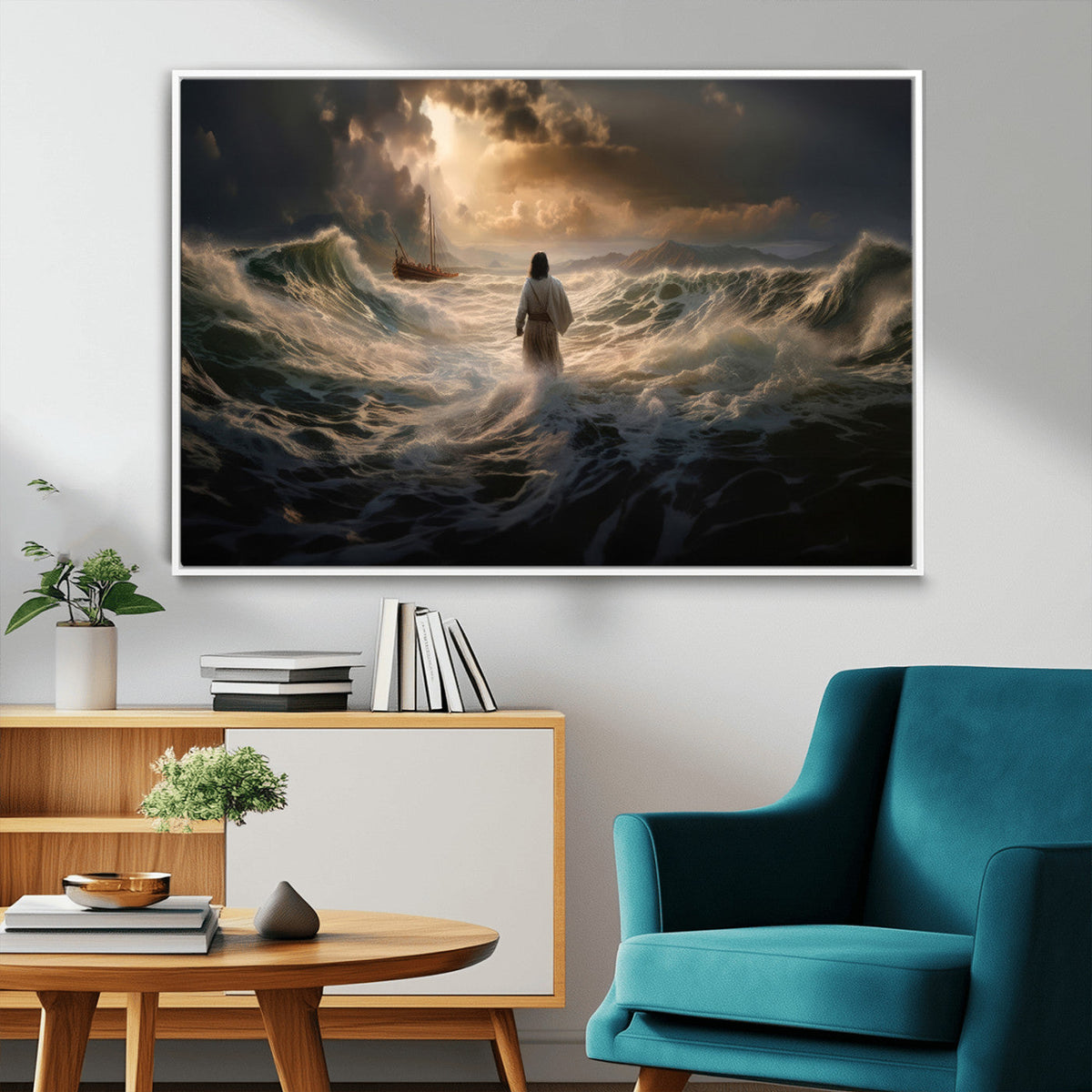 Jesus Walking on Water Wall Art Canvas Print - Religious