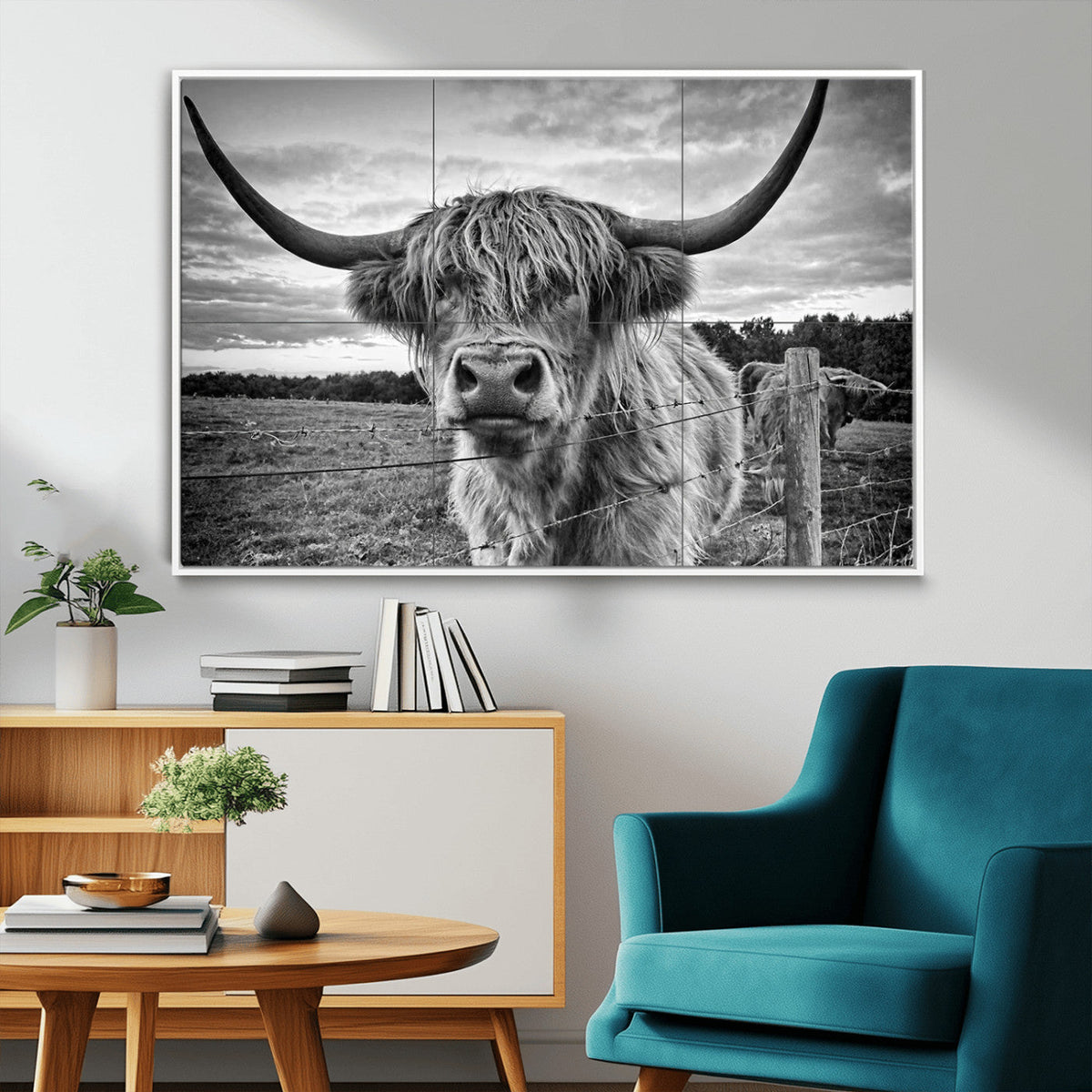 Scottish Highland Cow Wall Art Canvas Print | Ready to Hang