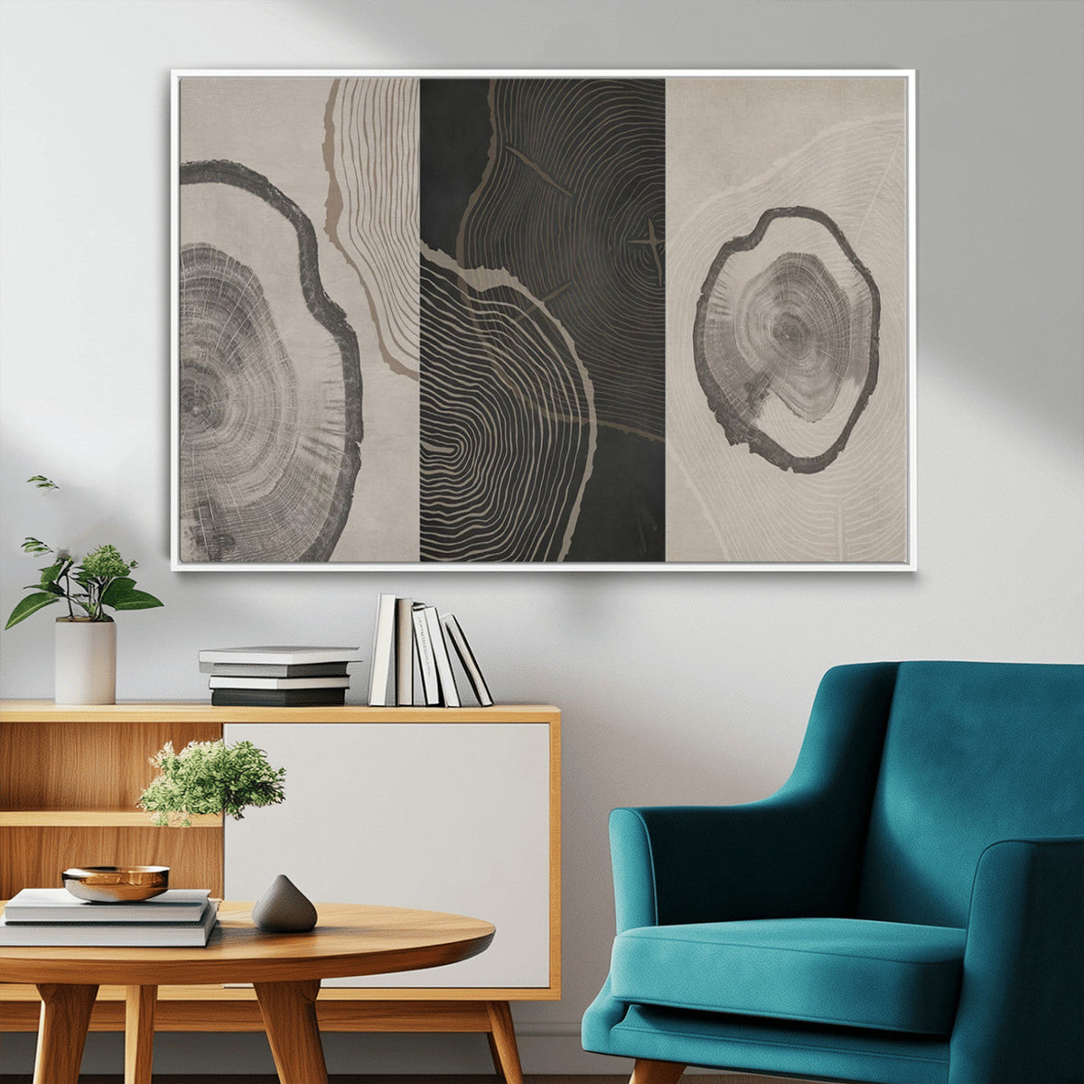 Minimalist Tree Rings Wall Art | Modern Abstract Canvas