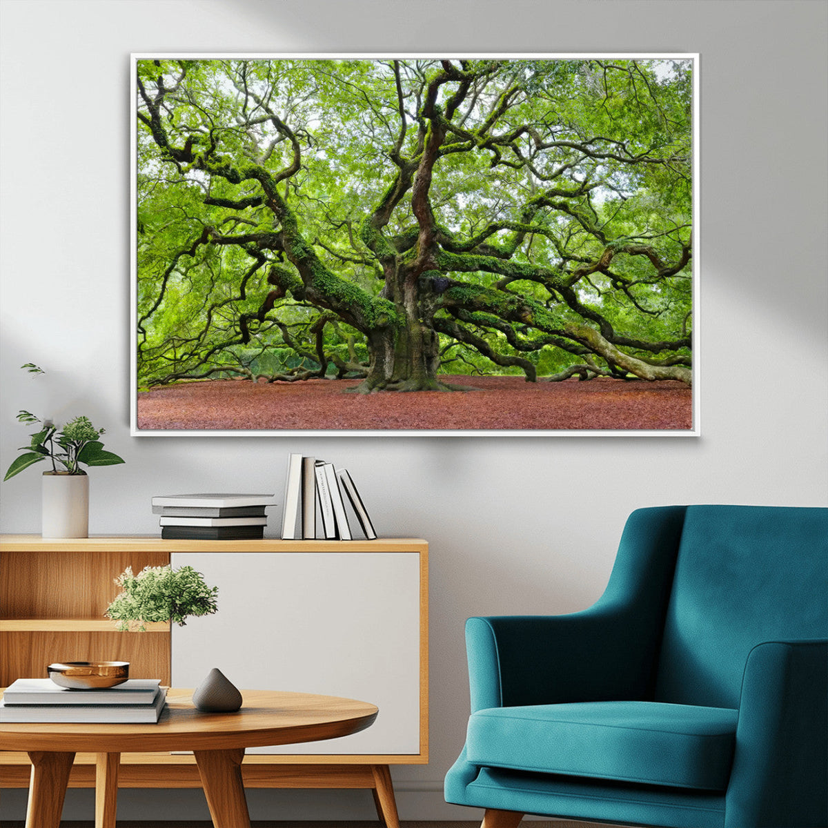Framed Angel Oak Tree Wall Art - 3-Panel Canvas Prints,