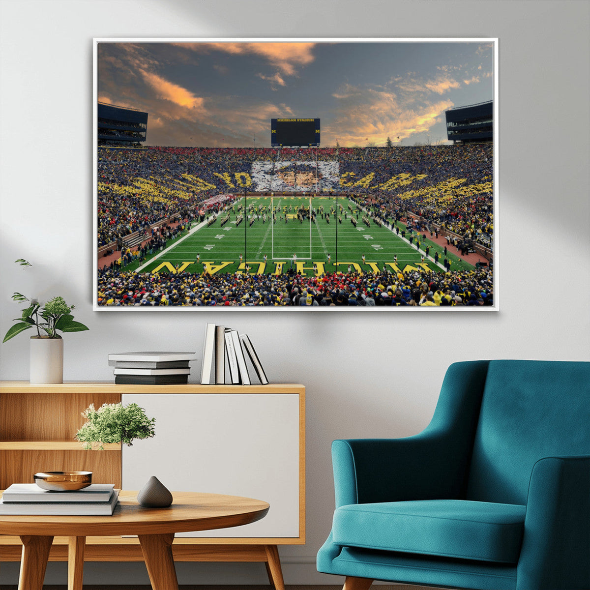 University of Michigan Wolverines Print Canvas, Football