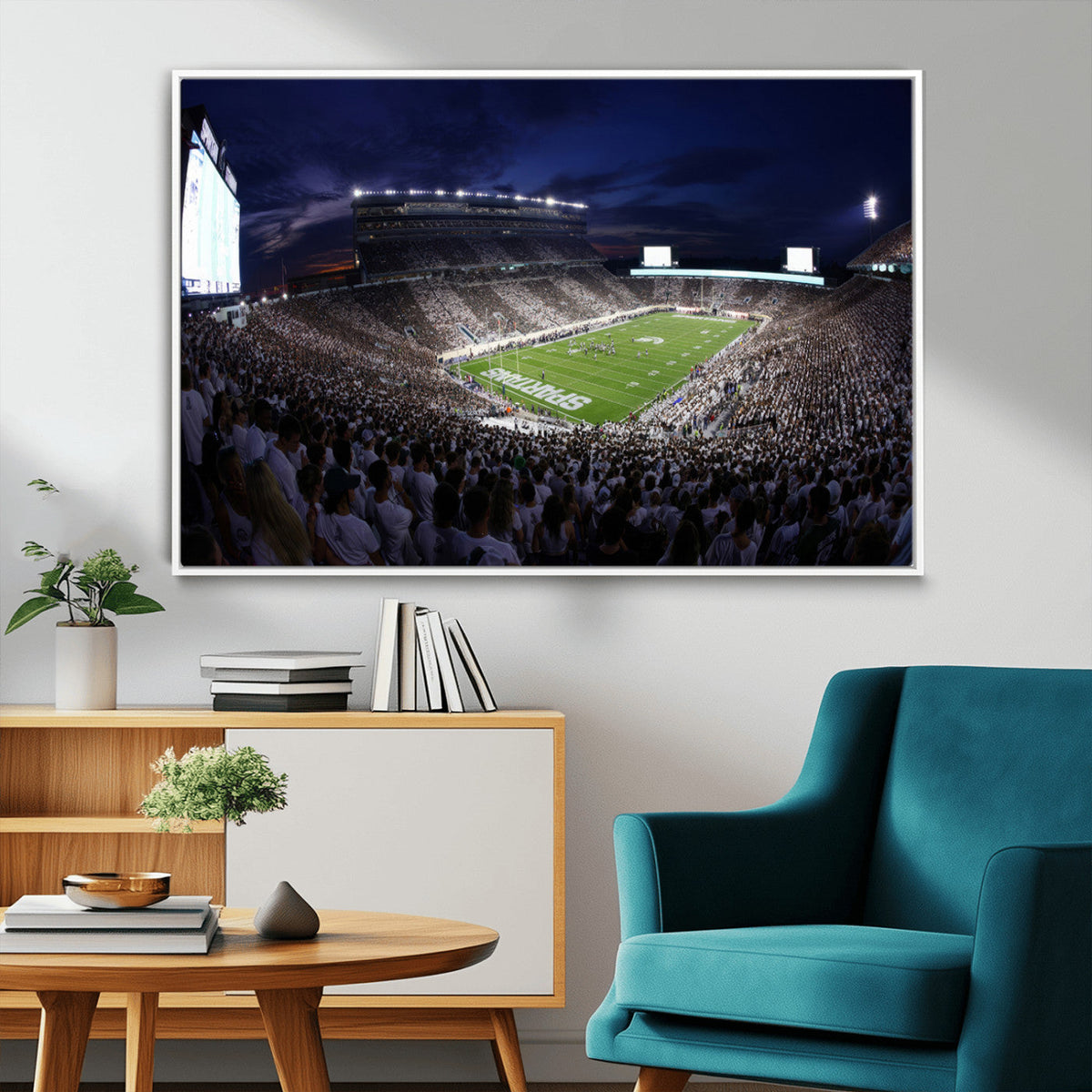 Michigan State Spartans Canvas, Framed Football Team Print -
