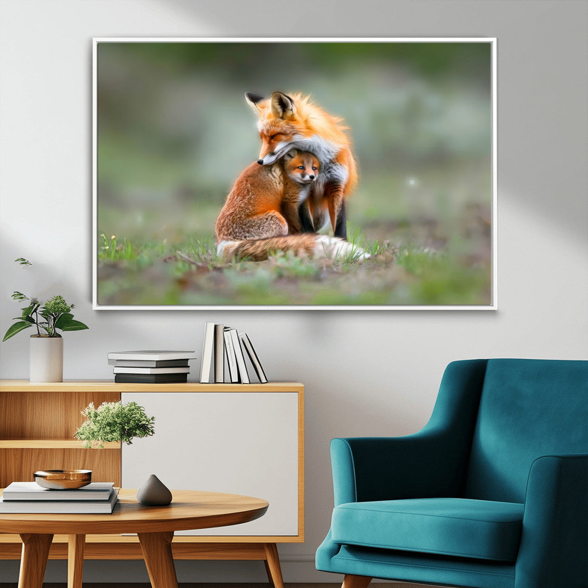 Heartwarming Fox and Baby Cub Wall Art | Ready to Hang