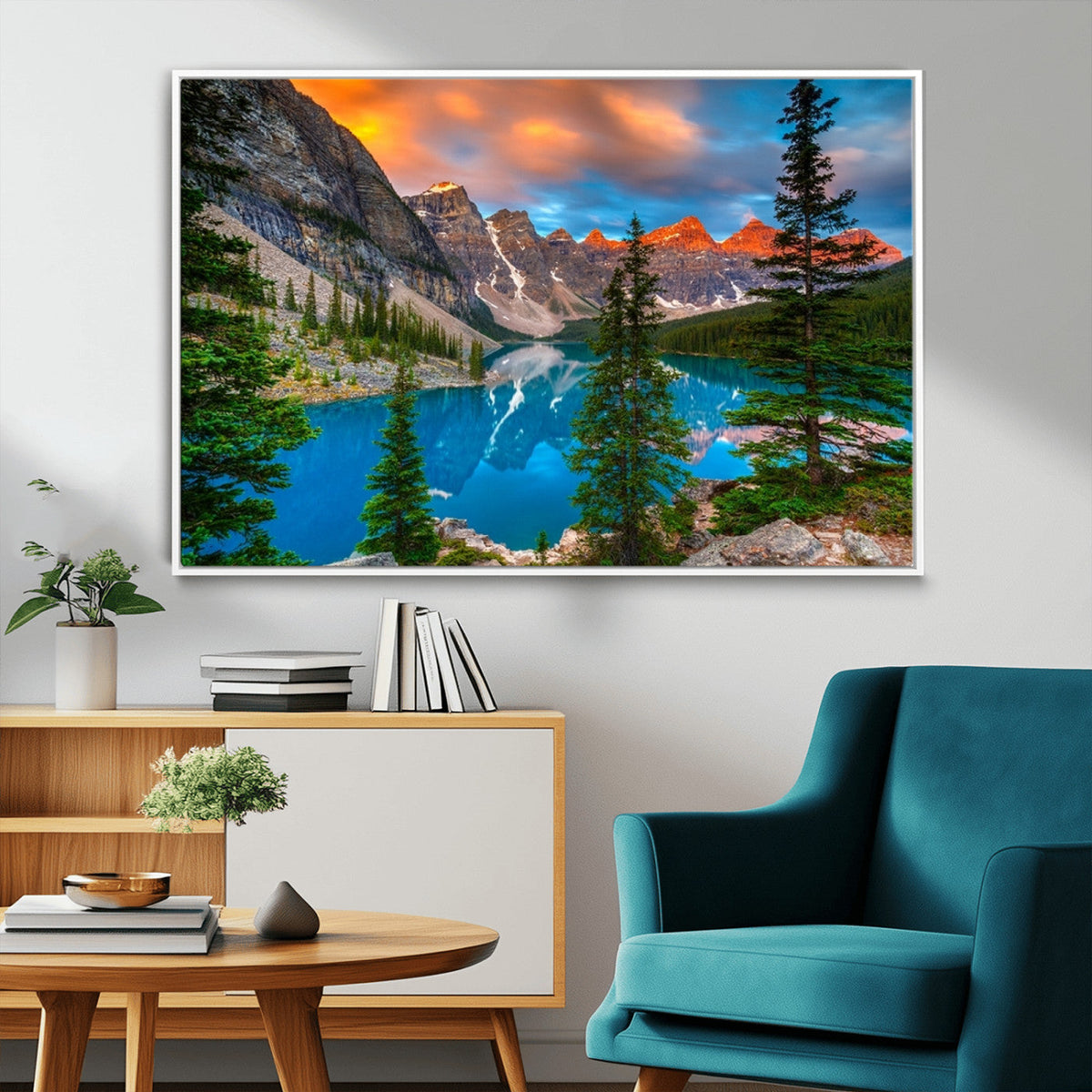 Canadian Rockies Moraine Lake Wall Art Canvas Print, Pine
