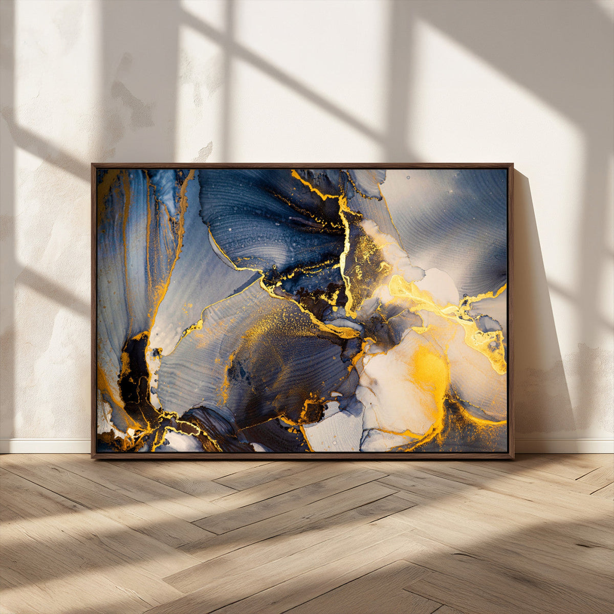 Large Abstract Wall Art Print - Gold and Blue Abstract