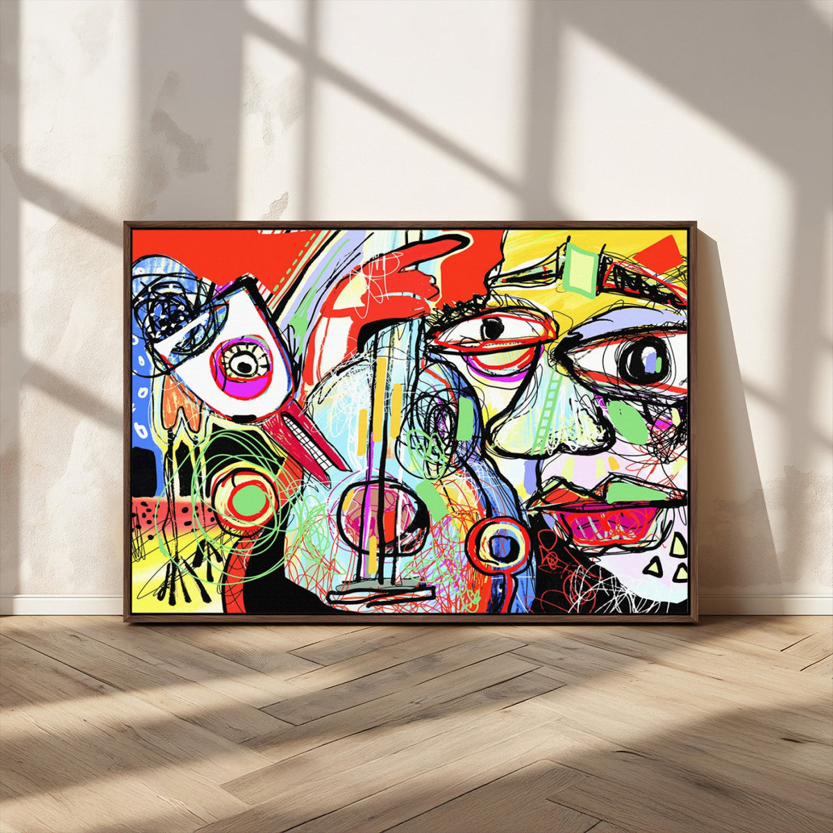 Picasso Style Art Abstract Canvas Wall Art Print , Colorful