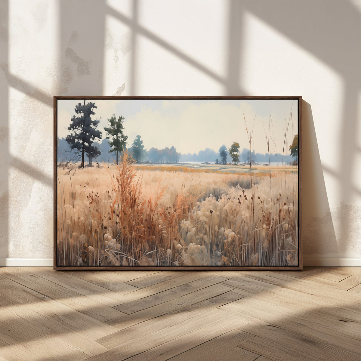 Golden Fields Canvas Wall Art Print – Serene Landscape of