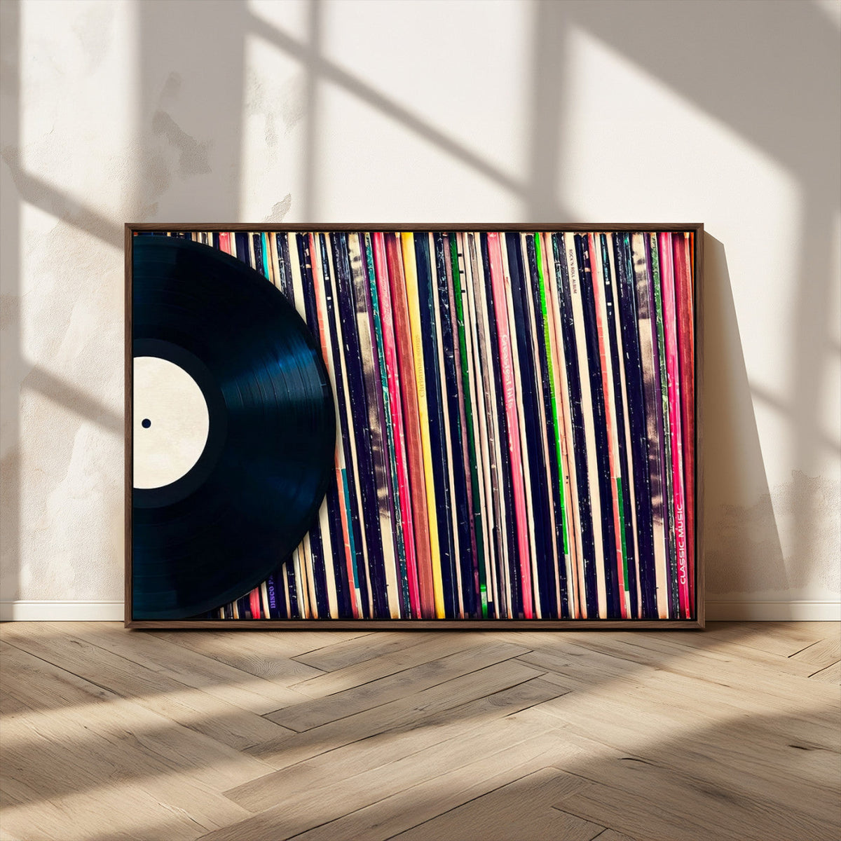 Vinyl Record and Album Collection Canvas Wall Art - Retro