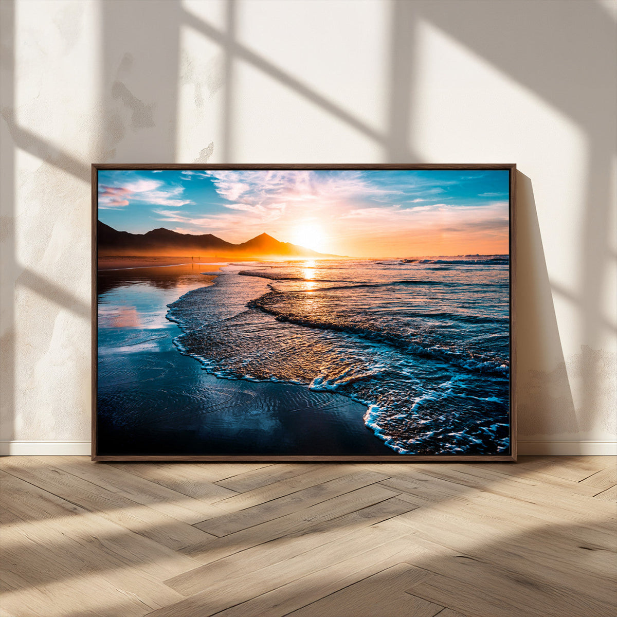 Sunset Beach Ocean Canvas Wall Art – Tranquil Ocean