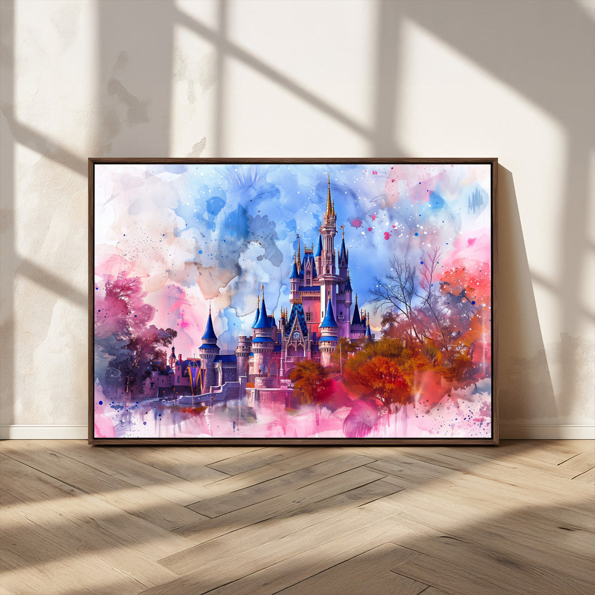 Disney Wall Art: Dreamy Watercolor Cinderella Castle Canvas