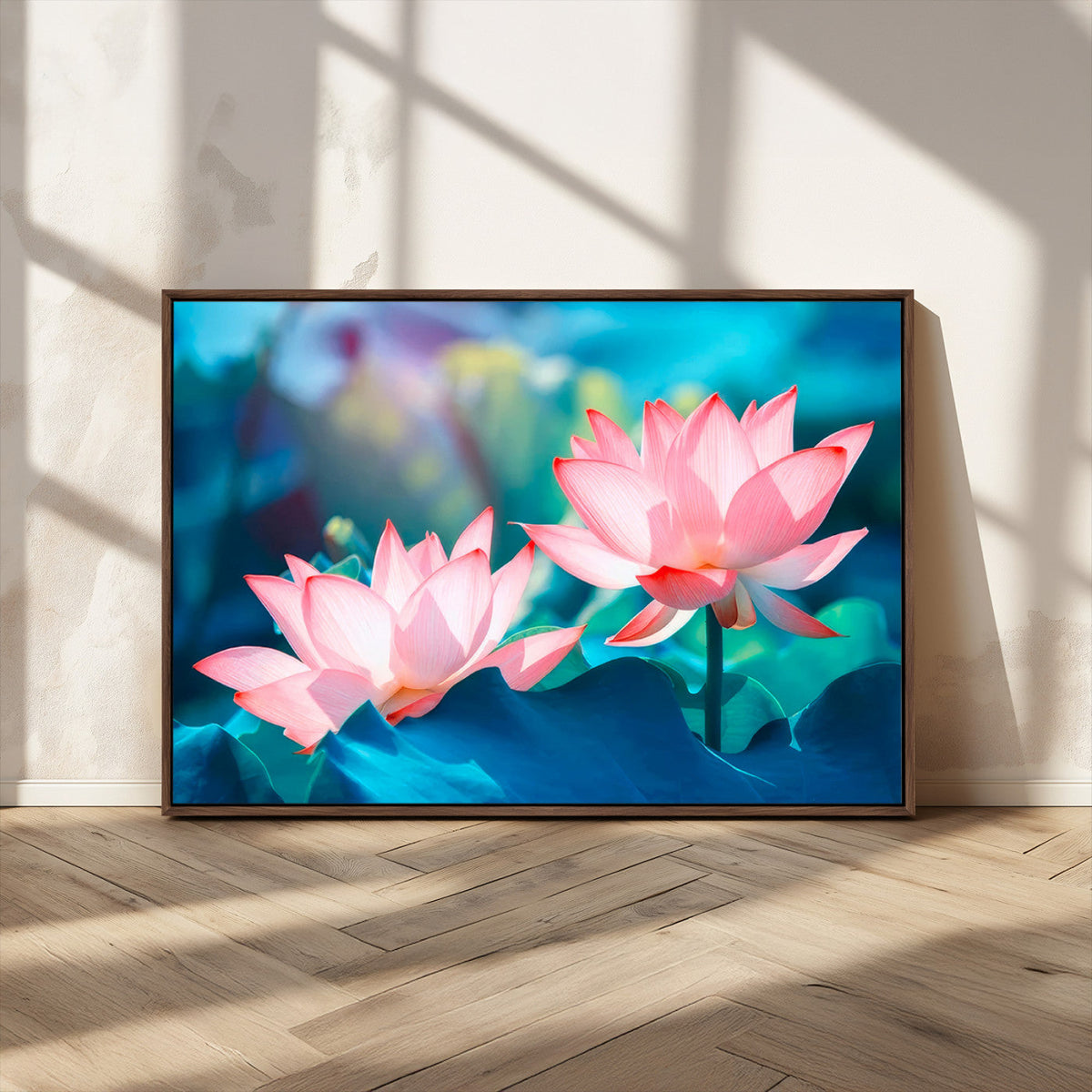 Pink Lotus Flower Canvas Wall Art | Vibrant Floral Wall