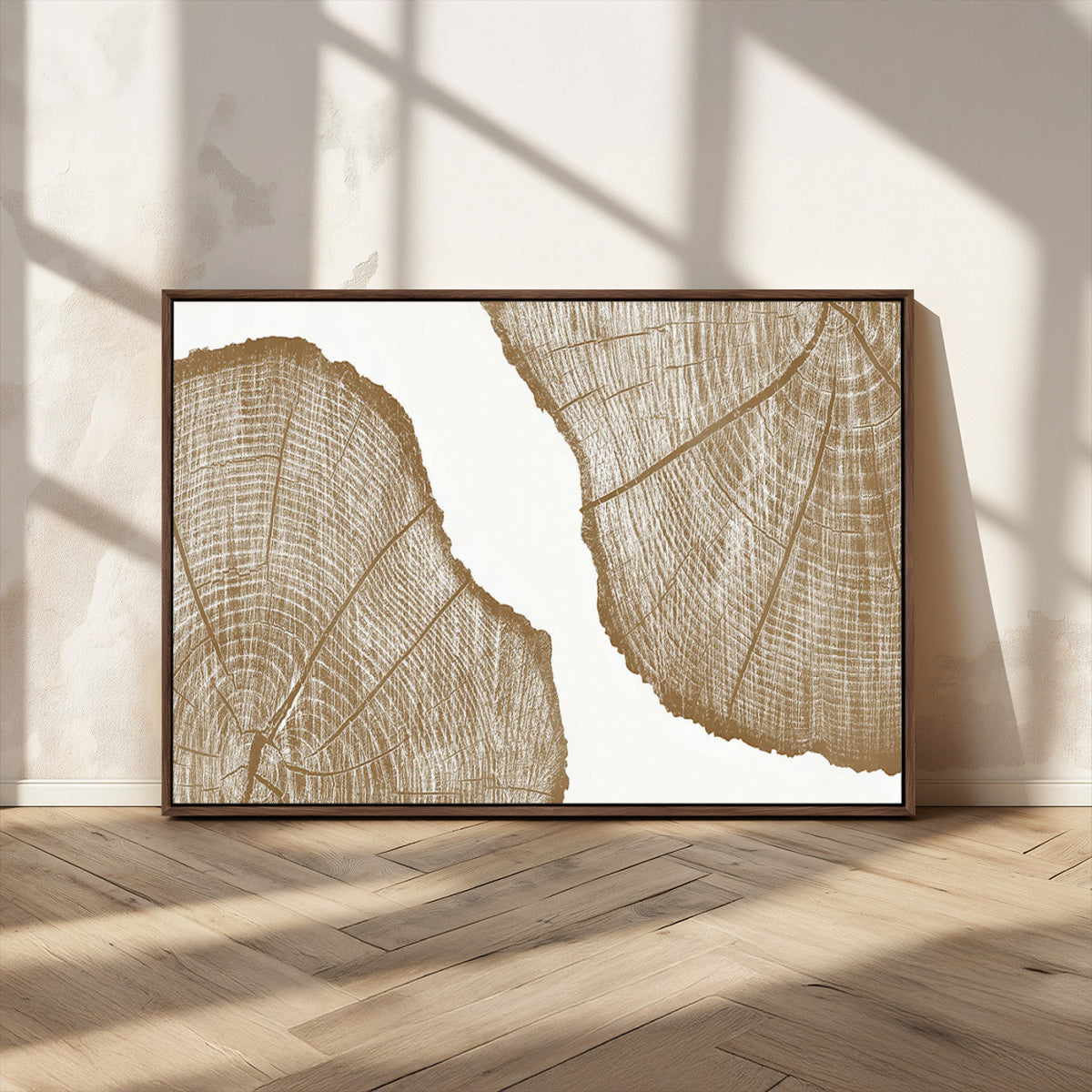 Rustic Brown Tree Ring Wall Art Canvas Print – Framed and