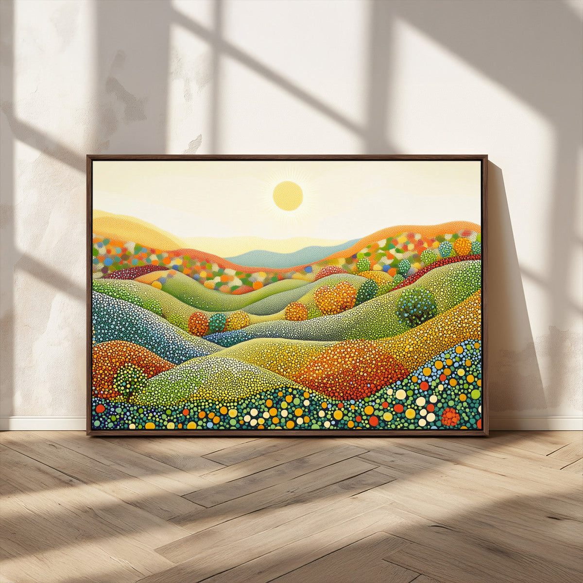 YAYOI KUSAMA Wall Art - Colorful Dot Art Landscape Canvas,