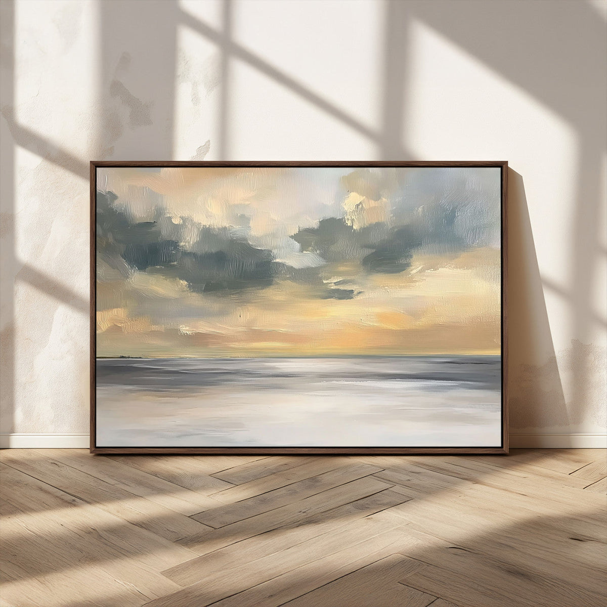 Modern Coastal Artwork with Vibrant Abstract Ocean Waves