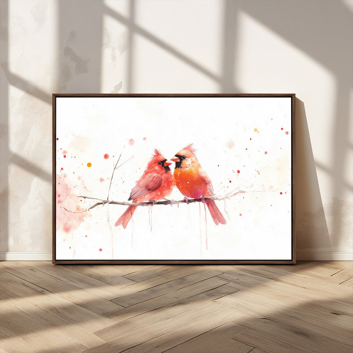 Cardinal Bird Canvas Wall Art - Male and Female Cardinal