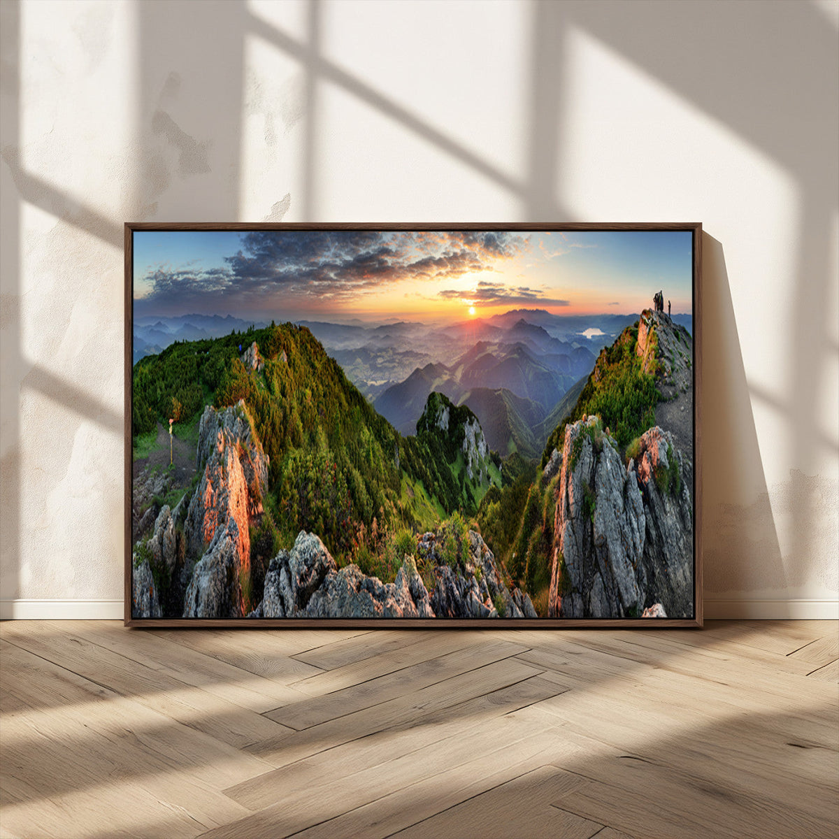 Mountain Sunset Panoramic Wall Art Canvas Print – Framed