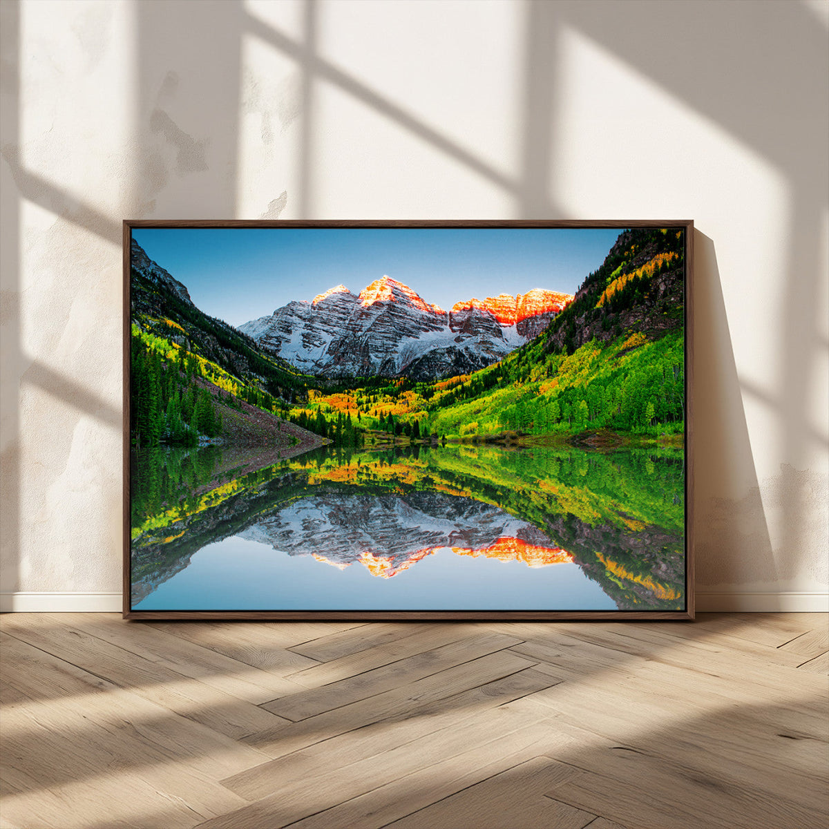 Maroon Bells Lake Wall Art Canvas Print – Framed Majestic