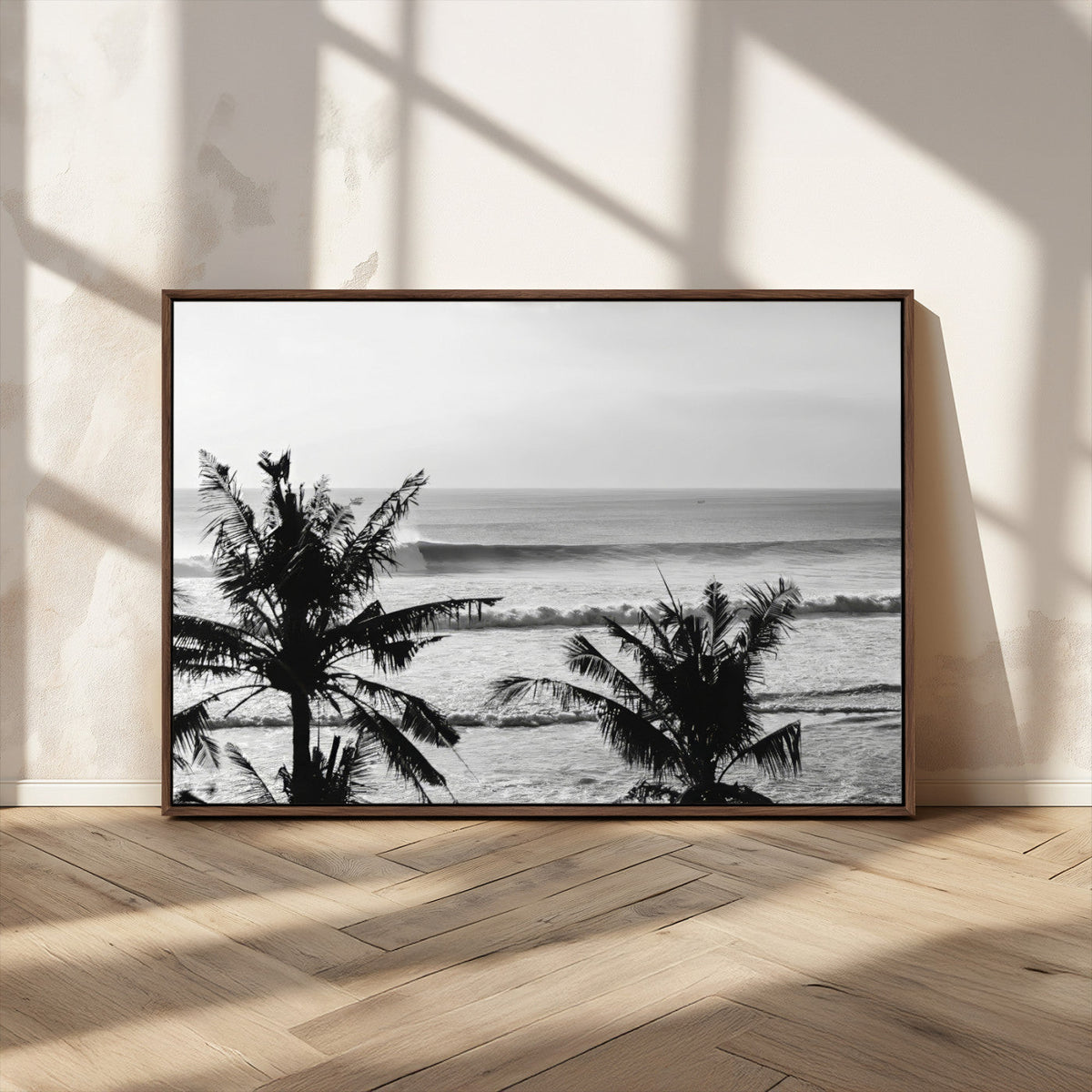 Tropical Coastline Wall Art Canvas Print – Framed Palm Trees