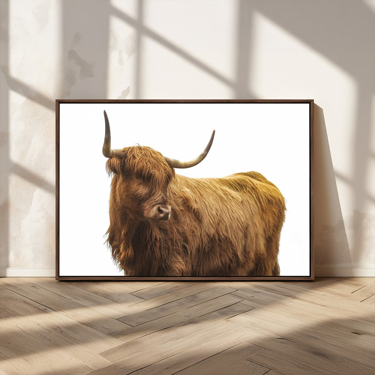 Highland Cow Wall Art Canvas Print – Framed Farmhouse Rustic