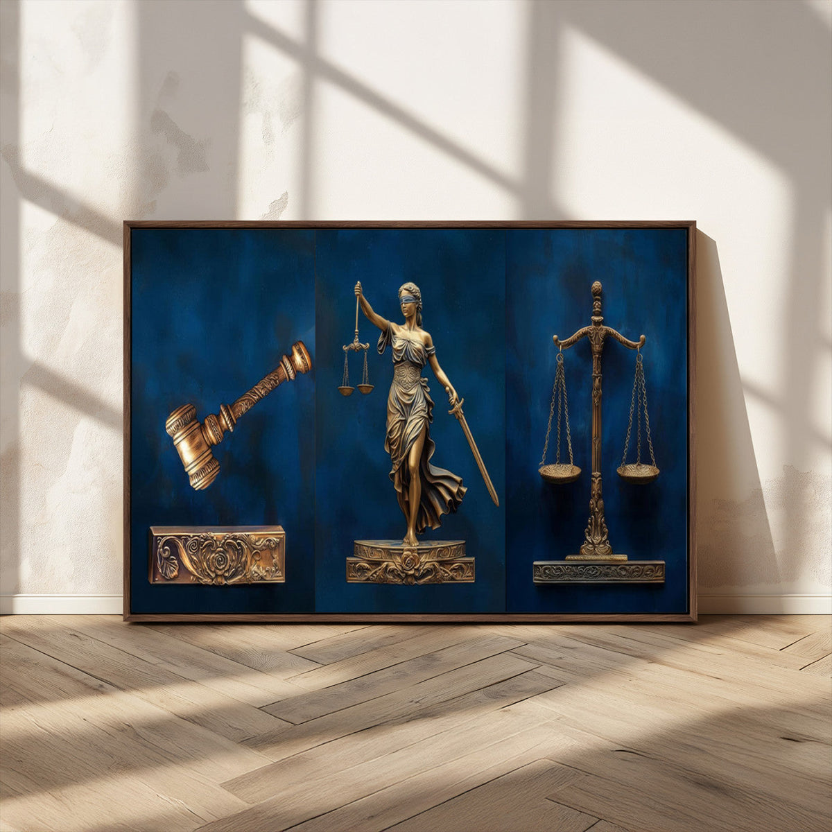 Lady Justice Wall Art Canvas Print – Elegant Gold Legal