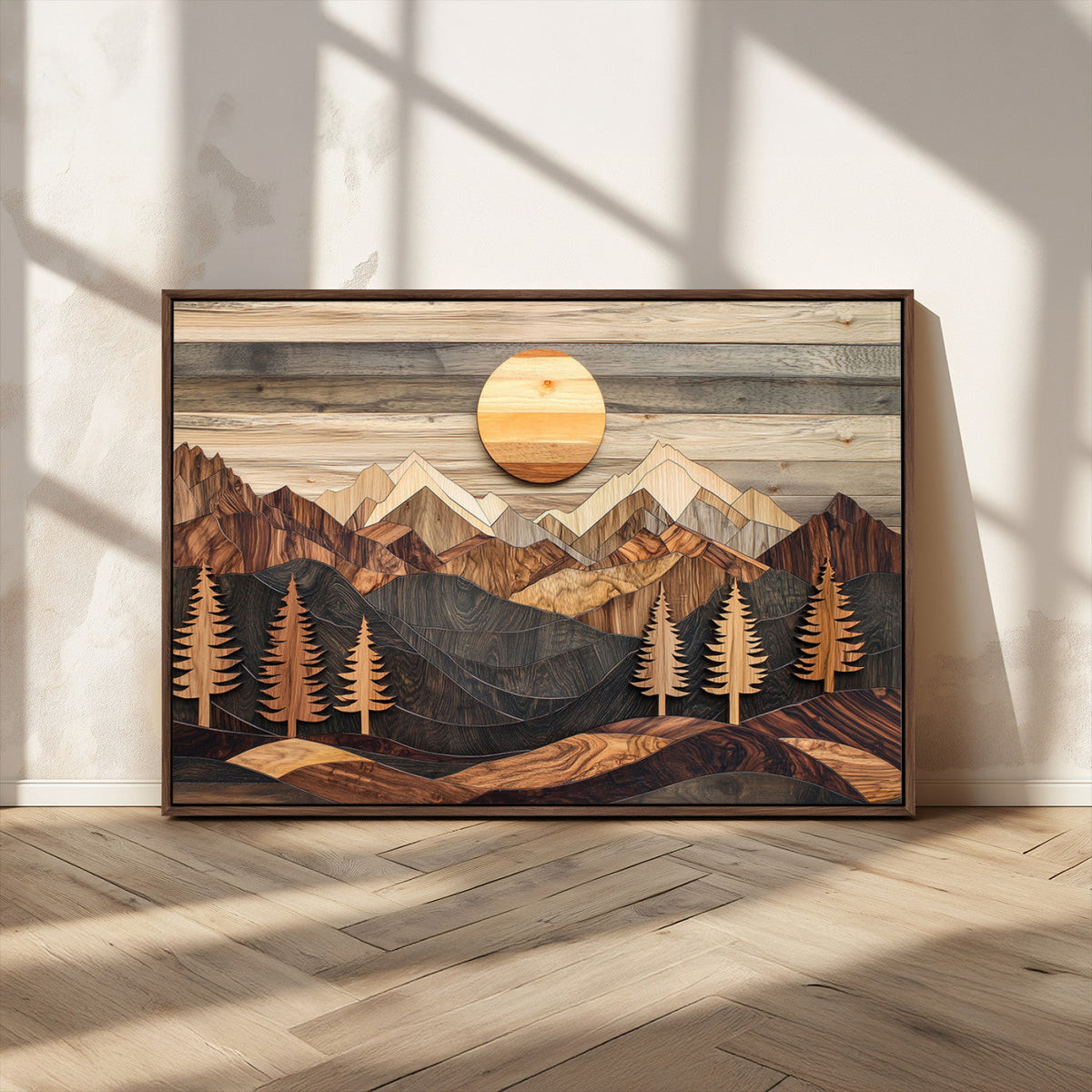 Wood Mountain Wall Art Canvas Print – Layered Forest and